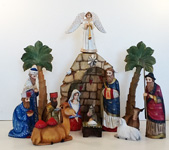 Large Wooden Carved Russian Nativity